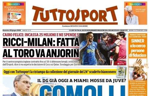 Tuttosport in primo piano con la Juventus: "Comolli, è l'ora dei blitz"