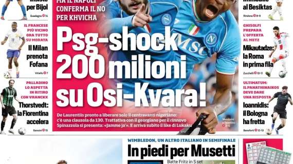 Corriere dello Sport: "Psg-shock: 200 milioni su Osimhen-Kvara"