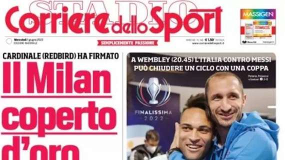 PRIMA PAGINA - Corriere dello Sport: "Il Milan coperto d'oro"