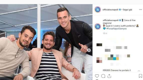 FOTO - Cena fine stagione, le prime immagini da Villa D'Angelo: abito rosa per Mertens