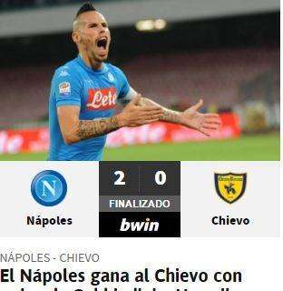 FOTO - Dalla Spagna: "Il Napoli batte il Chievo e torna ad un punto dalla Juve"