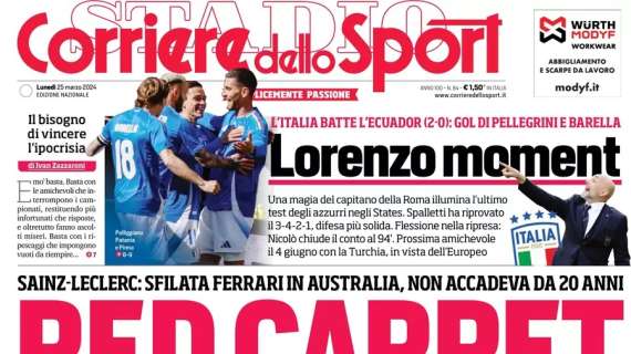 PRIMA PAGINA - CdS: "Lorenzo moment"