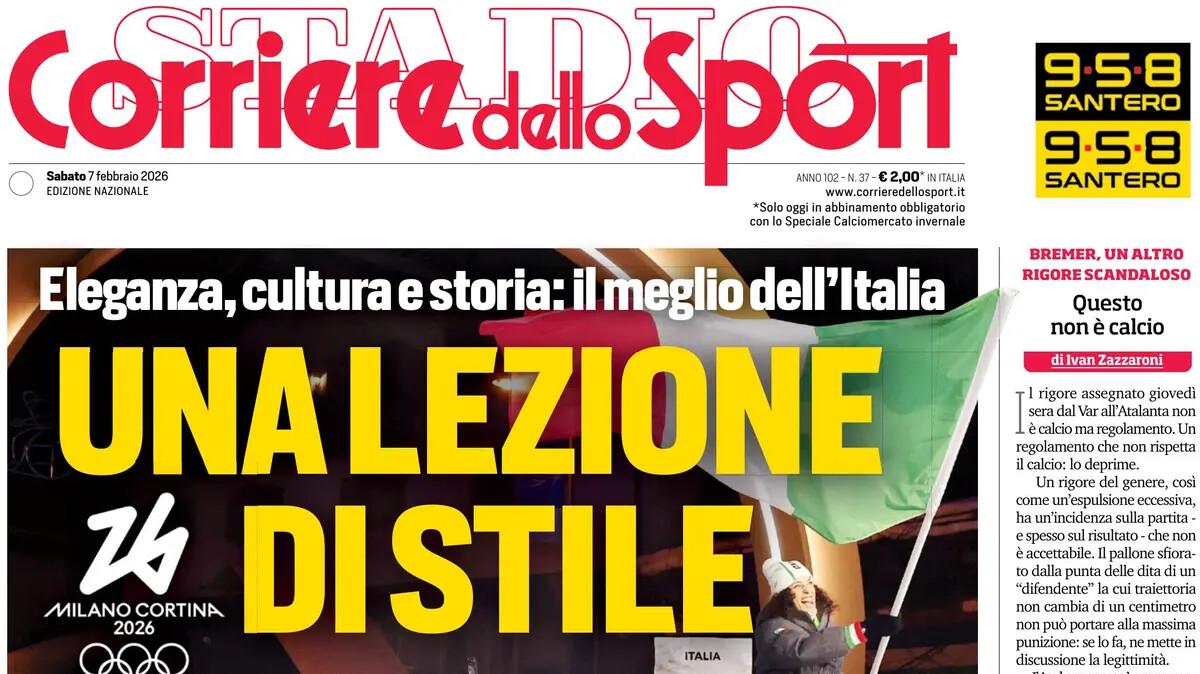 Corriere dello Sport apre con le Olimpiadi: "Una lezione di stile"