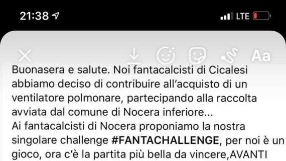 NOCERA: Cicalesi avvia una “FantaChallenge” di solidarietà 