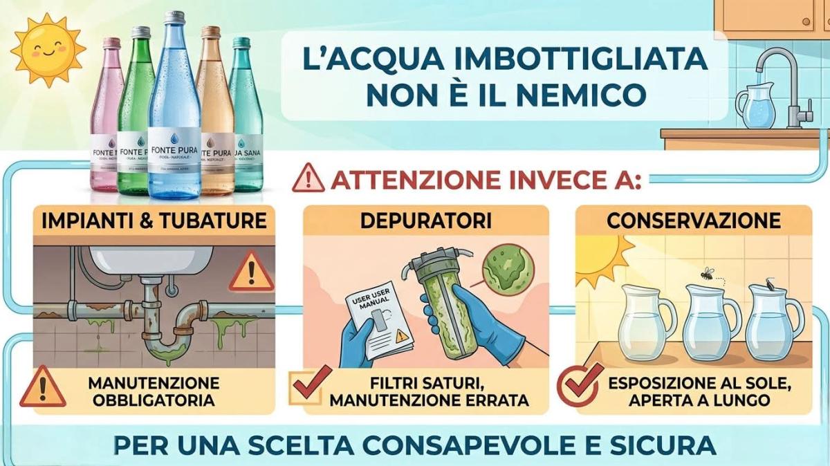 L'acqua imbottigliata non è il nemico, attenzione invece a: impianti, depuratori e conservazione