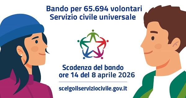 Servizio Civile Universale, bando aperto: scadenza 8 aprile ore 14:00