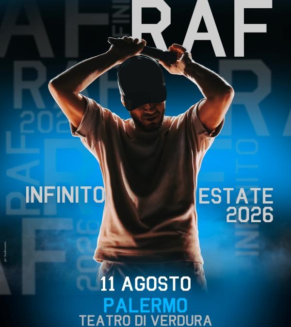 Concerto, Raf a Palermo: il tour “Infinito 2026” al Teatro di Verdura l’11 agosto