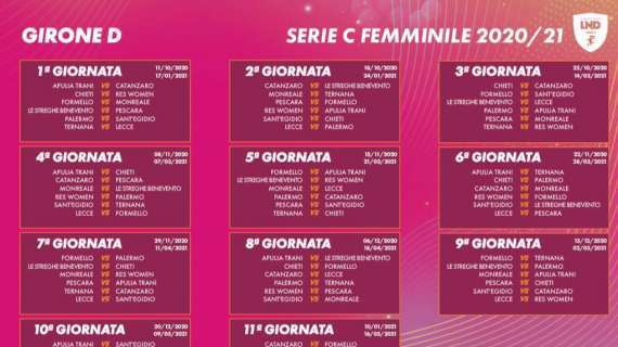 Calcio Femminile, il calendario di Serie C Girone D