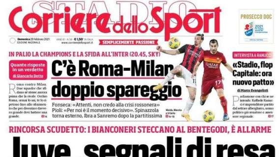 L'apertura del Corriere dello Sport: "Juve, segnali di resa"