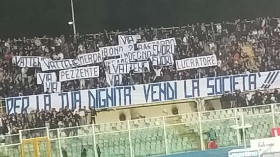 Pescara-Pontedera: la Curva Nord contesta Sebastiani e sostiene la squadra