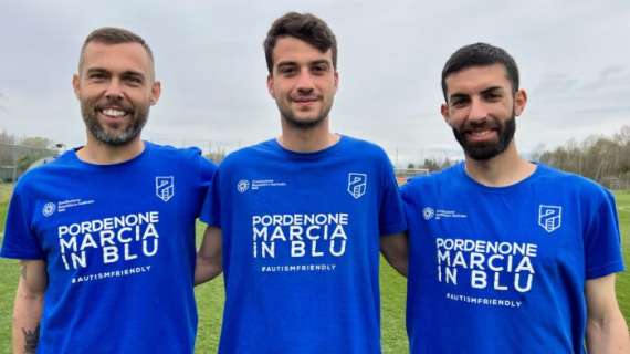 Pordenone Calcio: Ramarri testimonial in blu per la Fondazione Bambini e Autismo onlus
