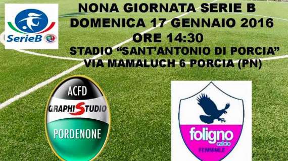 Graphistudio Pordenone: domenica a Sant'Antonio di Porcia arriva il Foligno Calcio Femminile