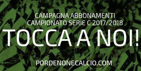 Pordenone Calcio: TOCCA A NOI è lo slogan della campagna abbonamenti 2017/2018