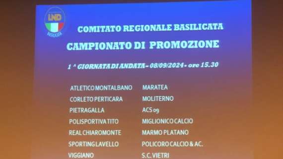 Promozione lucana, domenica 8 settembre la prima giornata