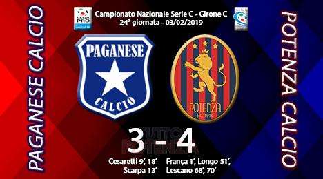 Paganese-Potenza: 3-4, il tabellino del match
