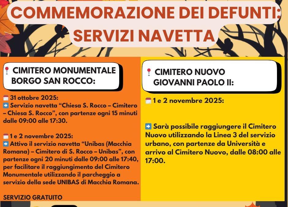 Potenza, servizi speciali di trasporto pubblico in occasione della Commemorazione dei Defunti