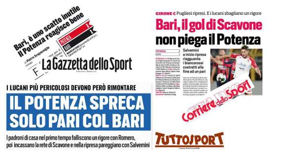 Potenza - Bari sulla stampa nazionale