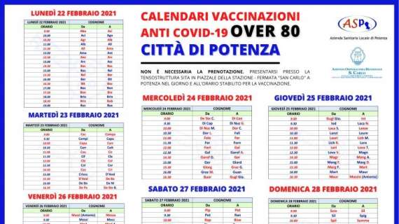 Covid-19, vaccinazioni per gli over 80, il calendario completo