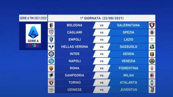  Calendario Serie A 2021/2022, ecco la prima giornata 