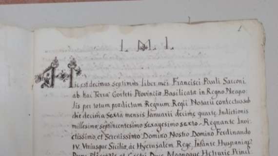 I CARABINIERI TPC RESTITUISCONO ALL’ARCHIVIO DI STATO DI POTENZA UN PROTOCOLLO NOTARILE MANOSCRITTO DEL 1766