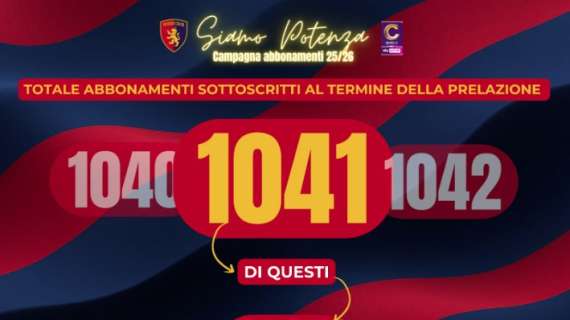 Potenza, superata quota mille abbonamenti