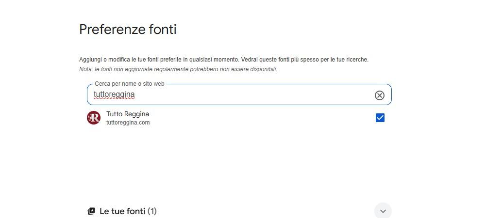 Google "Fonti preferite", aggiungi subito TuttoReggina.com e personalizza le tue notizie 