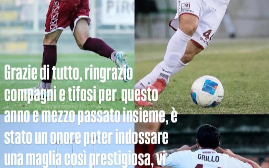 Reggina, i saluti di Grillo: "Onore aver indossato una maglia così prestigiosa, vi porterò nel cuore"