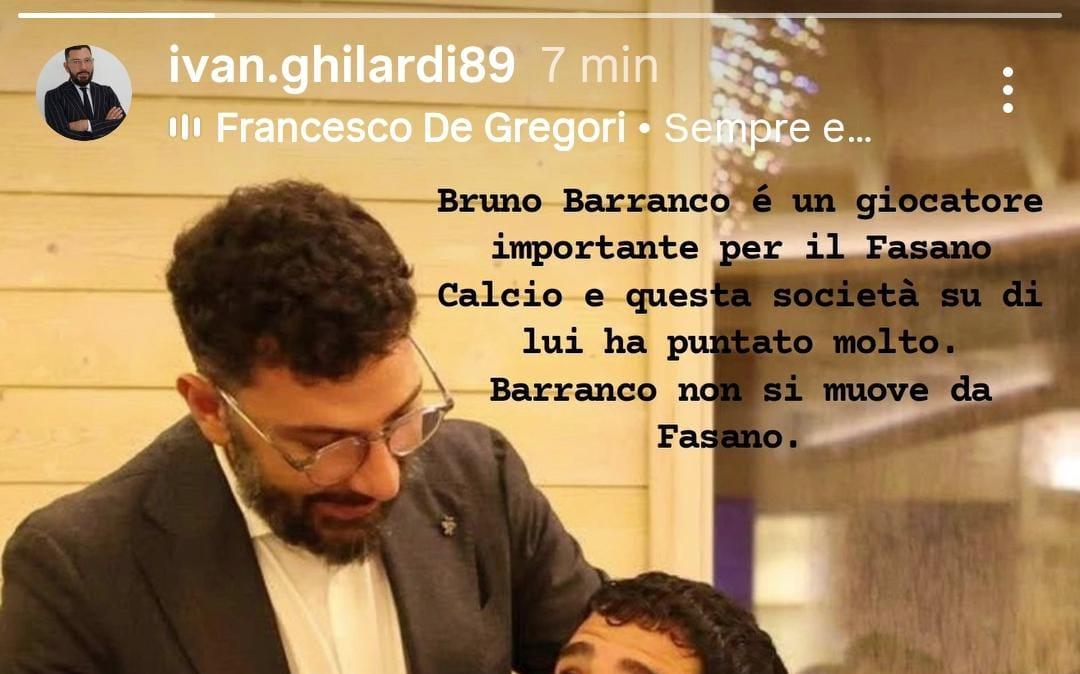 Il presidente del Fasano: "Barranco non si muove, per noi calciatore importante"