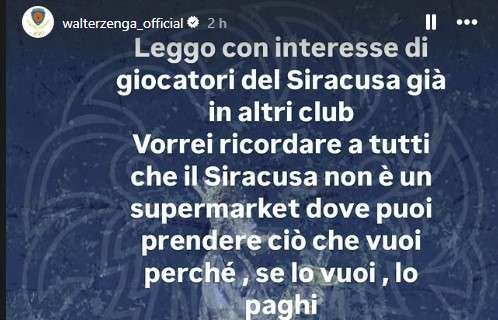 Zenga avverte gli altri club: "Il Siracusa non è un supermarket, se vuoi qualcosa lo devi pagare"