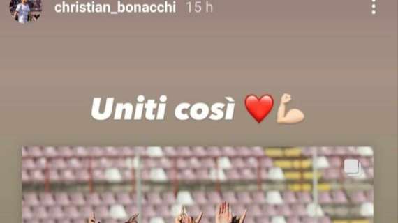 Reggina, il difensore amaranto Bonacchi sui social: "Uniti così!"