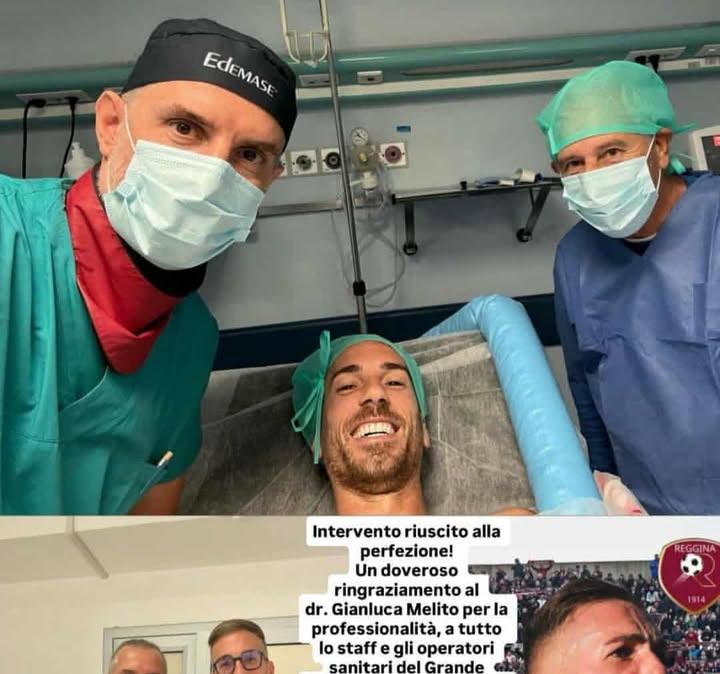 Reggina, Ragusa sui social dopo operazione: "Intervento riuscito alla perfezione! Grazie agli operatori del GOM, ci vediamo in campo!"