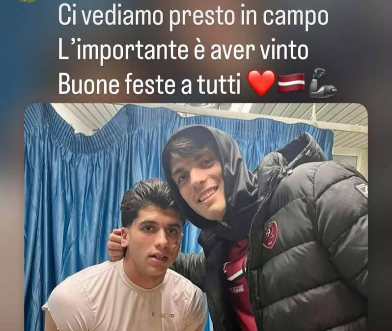 Il messaggio di Rosario Girasole: "Ci vediamo presto in campo, l'importante è aver vinto. Buone feste a tutti"