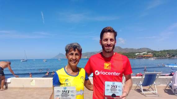 Antonino Lollo e Ana Nanu in trionfo al ventesimo Giro Podistico delle Isole Eolie 
