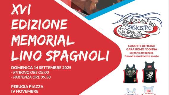 A Perugia il 14 settembre torna "Corrincentro" per il "Memorial Lino Spagnoli"