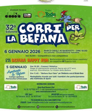 Il 6 dicembre al Parco degli Acquedotti a Cinecittà di Roma torna "Corri per la Befana"