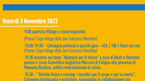 In Umbria si entra nel clima della "San Francesco Marathon": apre il village a Santa Maria degli Angeli