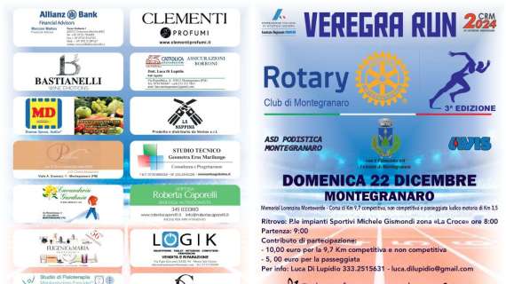 Si correrà il 22 dicembre a Montegranaro la "Veregra Run" sui 9.7 km