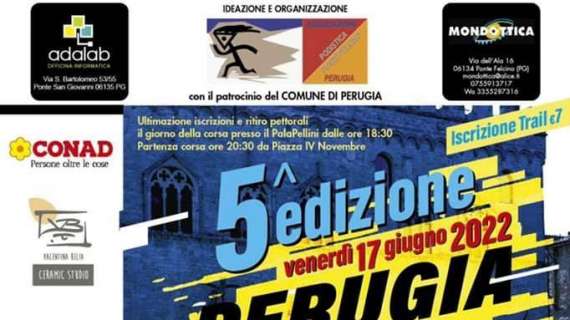 Il 17 giugno torna il "Perugia Urban Night Trail" nei vicoli della città