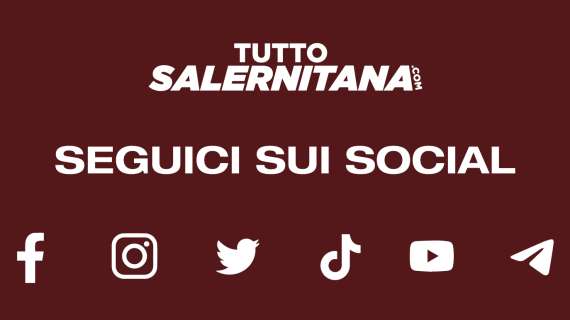 Segui TuttoSalernitana.com sui social: Facebook, Instagram, Twitter,  Telegram, You Tube e Tik Tok