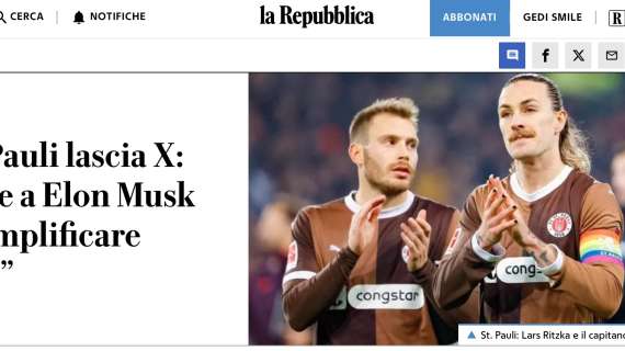 Anche Repubblica riporta la fuga del St Pauli da X (e cita TuttoStPauli)