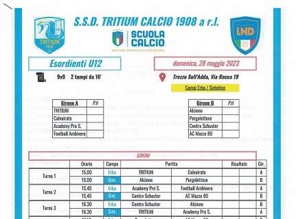 Giovanili Tritium, domenica 28 maggio torneo categoria Esordienti U12