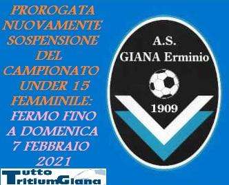 UFFICIALE: Under 15 Giana Erminio Femminile, campionato sospeso fino a febbraio 2021. Possibile rimodulazione del format