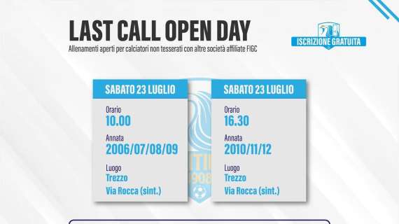 Settore giovanile Tritium, ultima chiamata open day sabato 23 luglio 