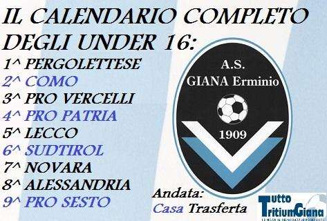 Under 16 Giana Erminio, il calendario completo della stagione 2020/2021