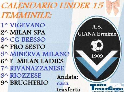 Under 15 Femminile Giana Erminio, il calendario della stagione 2020/2021