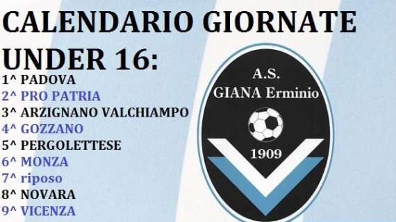 Under 16 Giana Erminio, il calendario completo della stagione 2019/2020