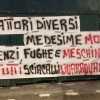 Striscione Orgoglio Corallino: "Silenzi, fughe e meschinità. Via tutti..."