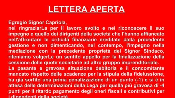 L'appello del gruppo Barbando a Capriola: "Favorisca la cessione della Turris...."