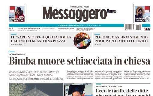 Messaggero Veneto: "Udinese, Quagliarella fermo a un gol fa paura"