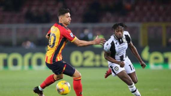 Lecce-Udinese 0-1, il tabellino della partita al Via del Mare